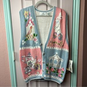 Vintage Knit Calendar Vest Size Large